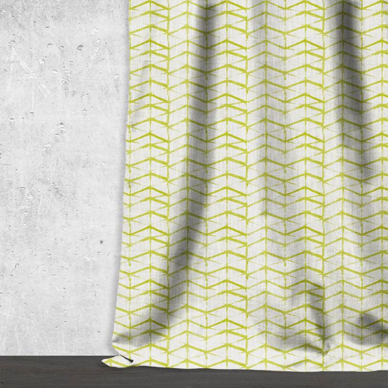'Sports Petal' Fabric by the Metre (White/ Pear Green)