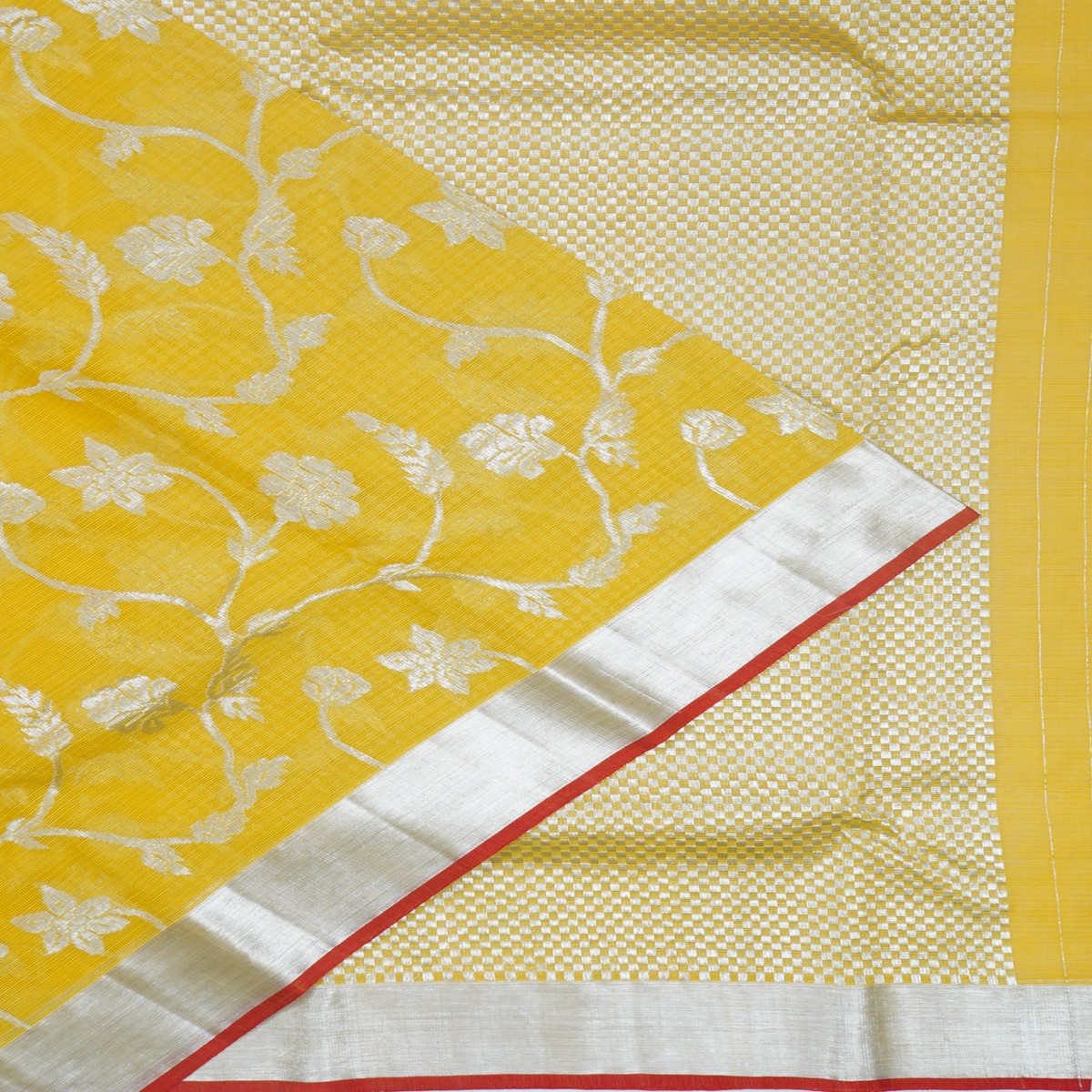 Zari Kota Cotton Jaal Yellow Saree