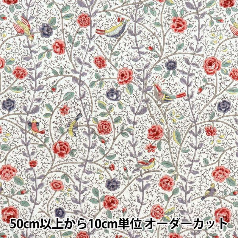 [Quantity starting from 5] Fabric "Broad Antique Rose Bird Sarasa Red Rose KTS7099-A" COTTON KOBAYASHI