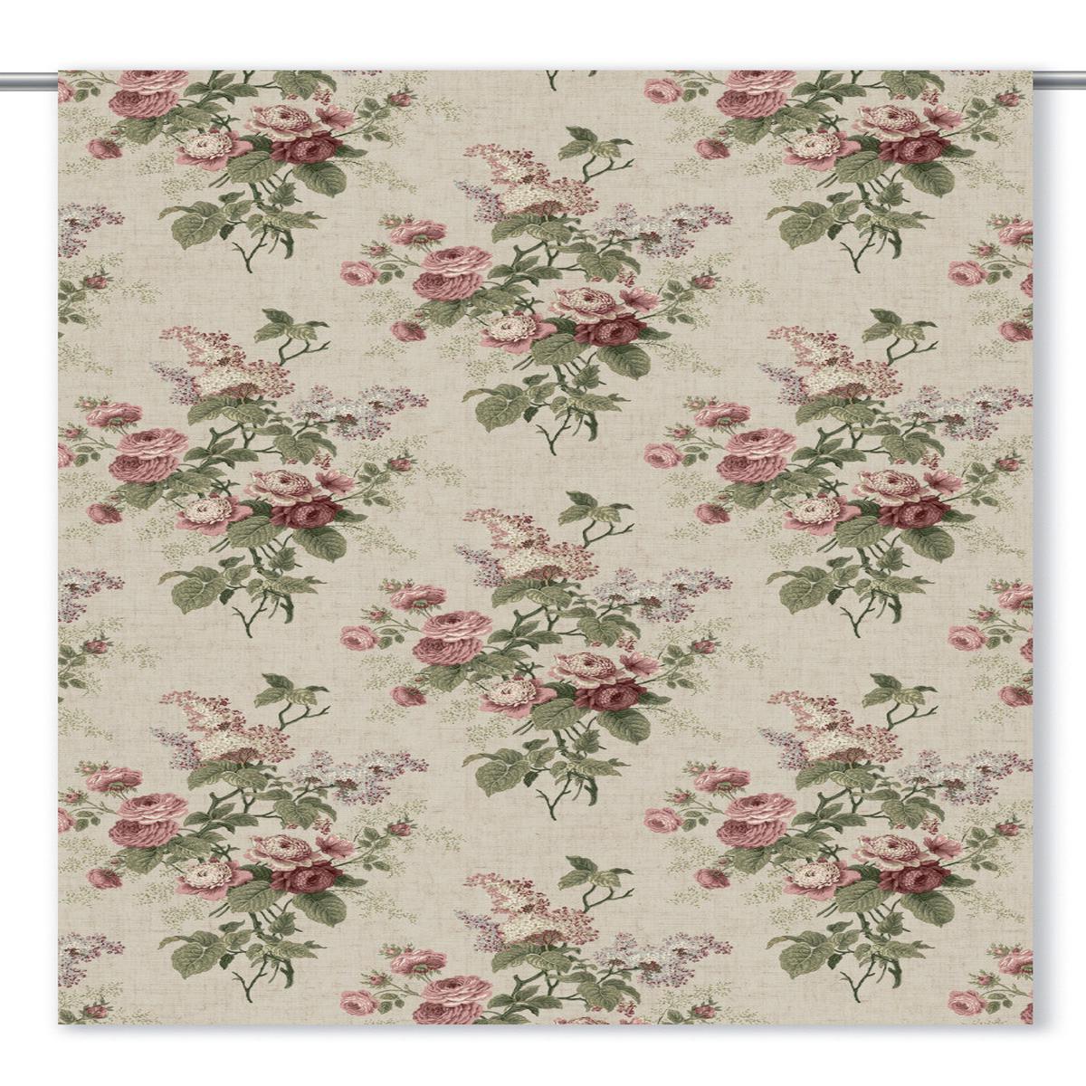 'Edison' Fabric by the Yard (Stone Beige/ Garnet Red/ Green)
