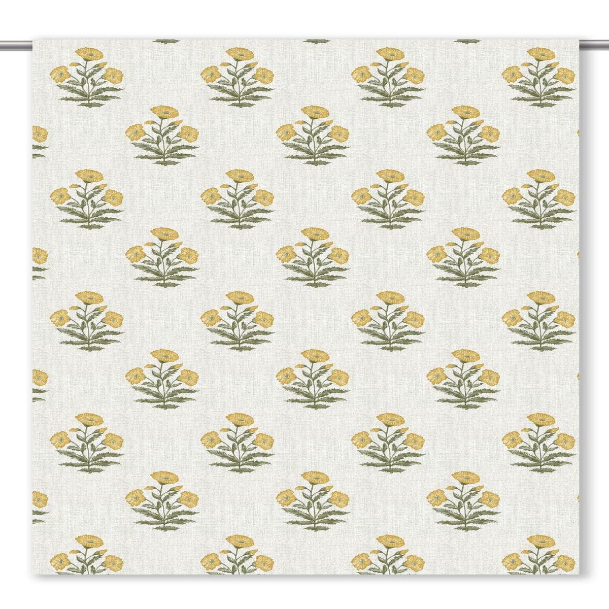 'Portland Stone' Fabric by the Yard (White/ Corn Yellow)