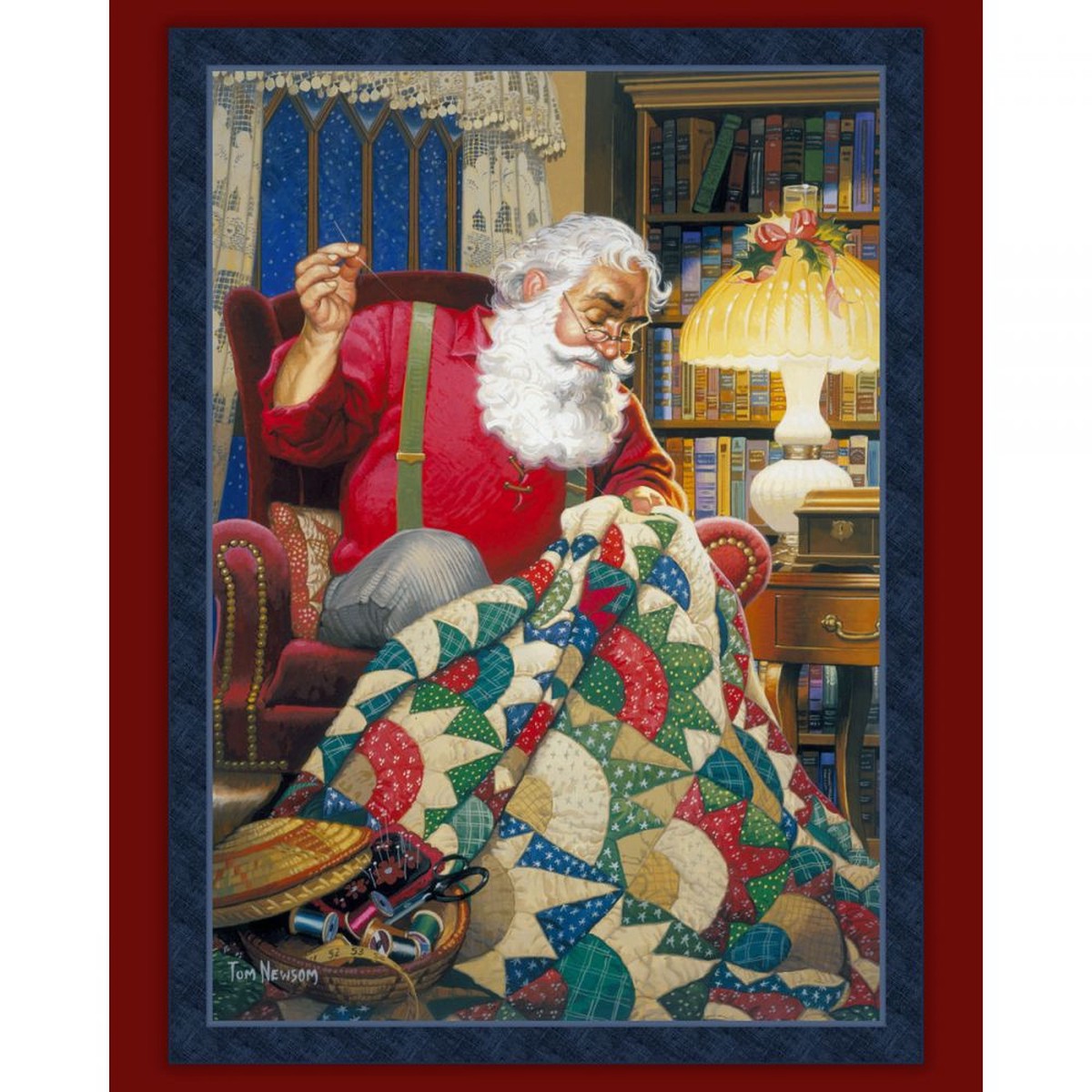 "Quilting Santa" Panel Fabric by Tom Newsom - 45"