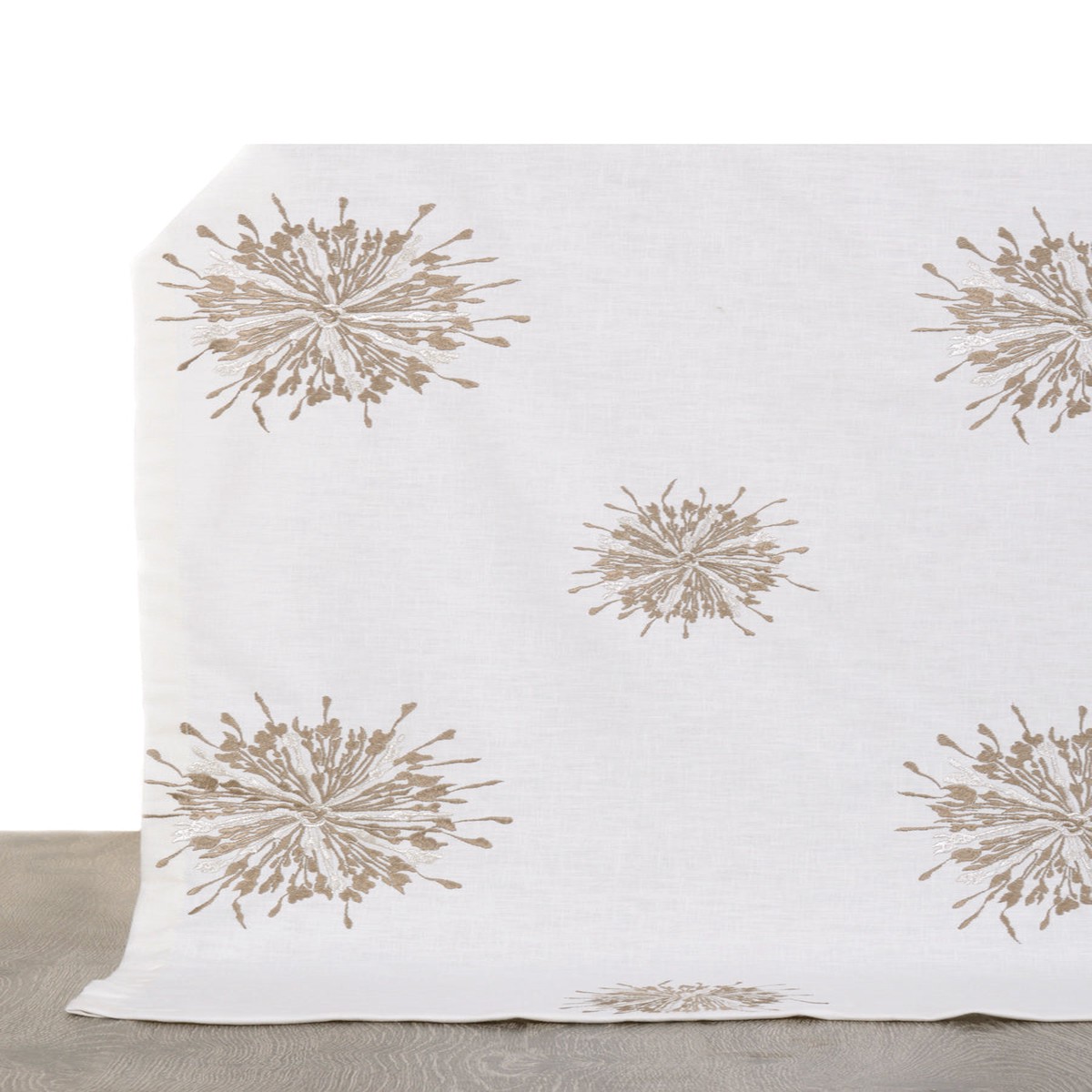 'Murcia' Fabric by the Metre (White/ Coffee Brown)