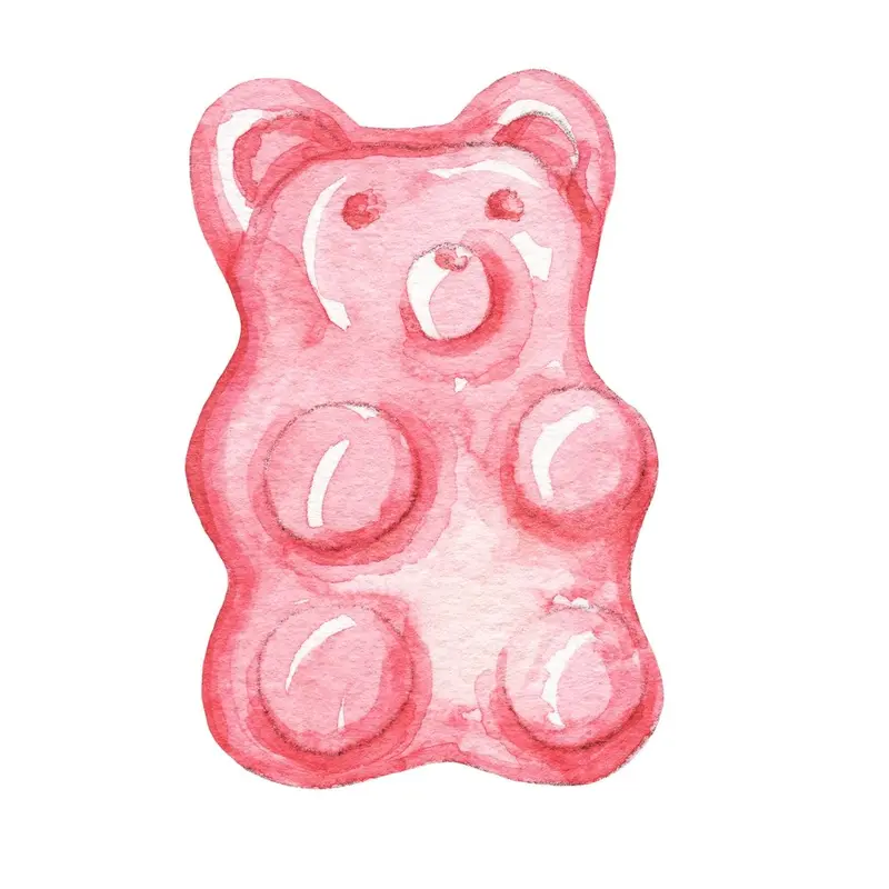 Yummy Gummy Bear Fabric Panel - Pink