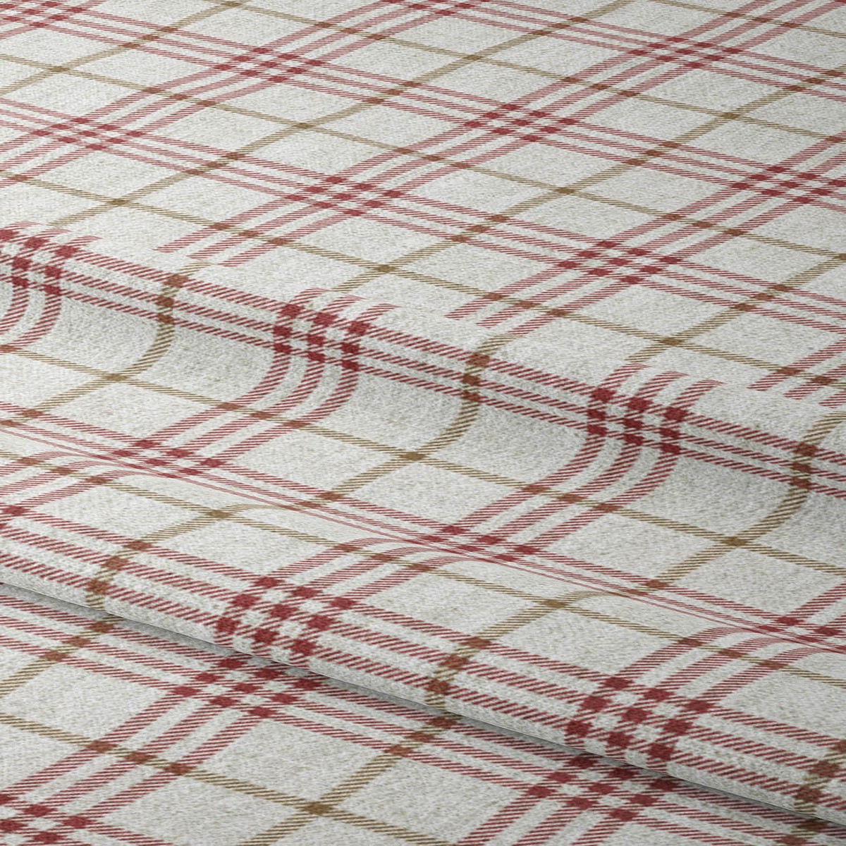 'Alpine' Fabric by the Metre (Linen White/ Red)