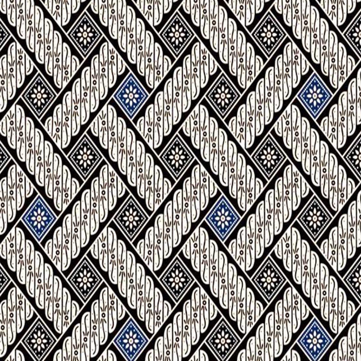 Blue & Black Abstract Digital Printed Cotton Linen Fabric (Wholesale)